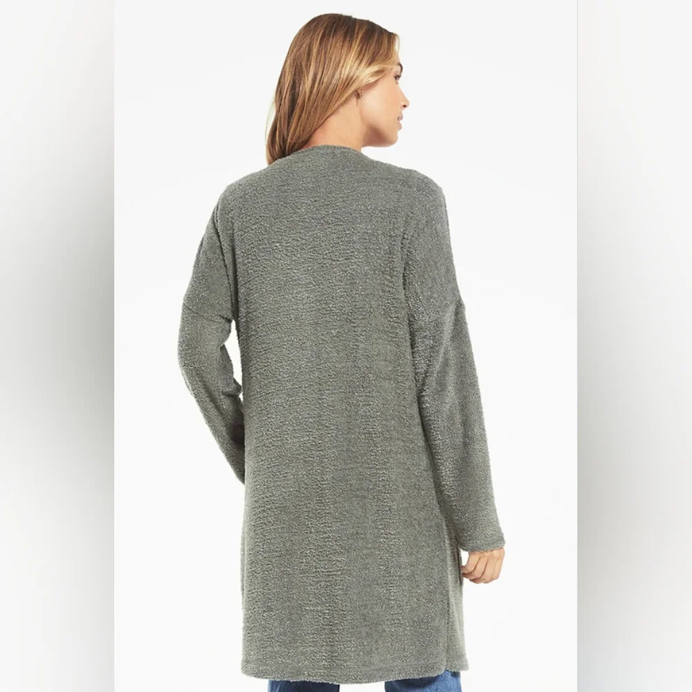 Z SUPPLY FEATHER KNIT CARDIGAN GREEN OPEN CARDIGAN POCKETS Size SMALL - Picture 3 of 9